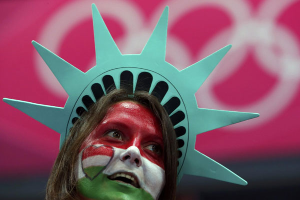 Painted faces of Olympic fans