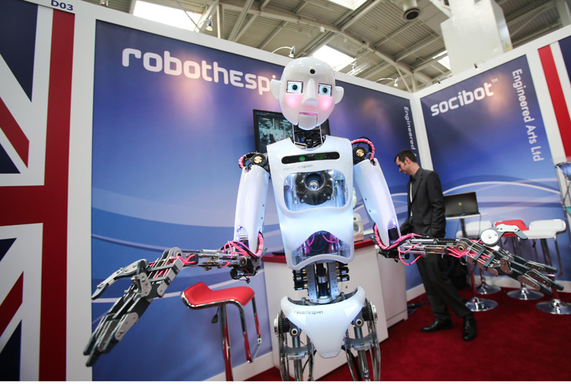 Humanoid robots at Hanover IT exhibition