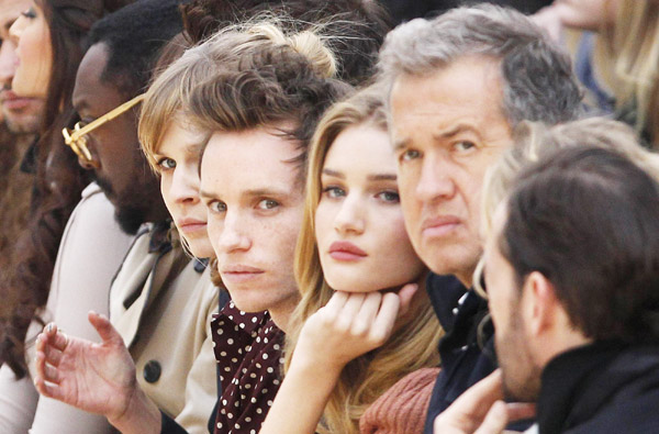 Celebrities watch Burberry show in London