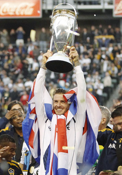 David Beckham celebrates LA Galaxy win with family