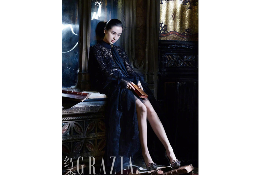 Pop idol Angelababy poses for fashion magazine