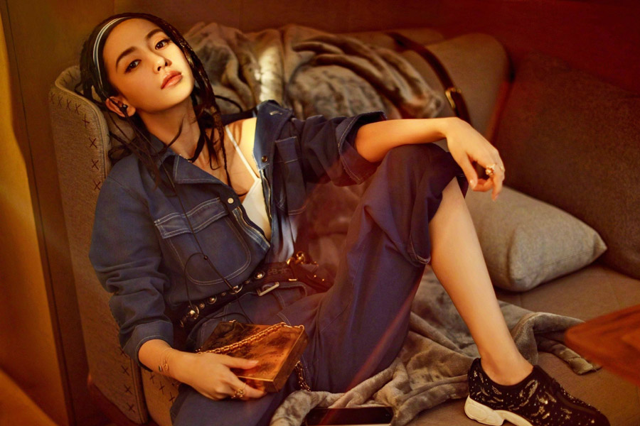 Fashion queen Angelababy poses for fashion magazine