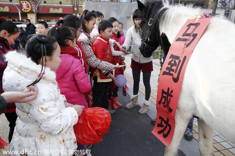 Horse helps welcome students back to school