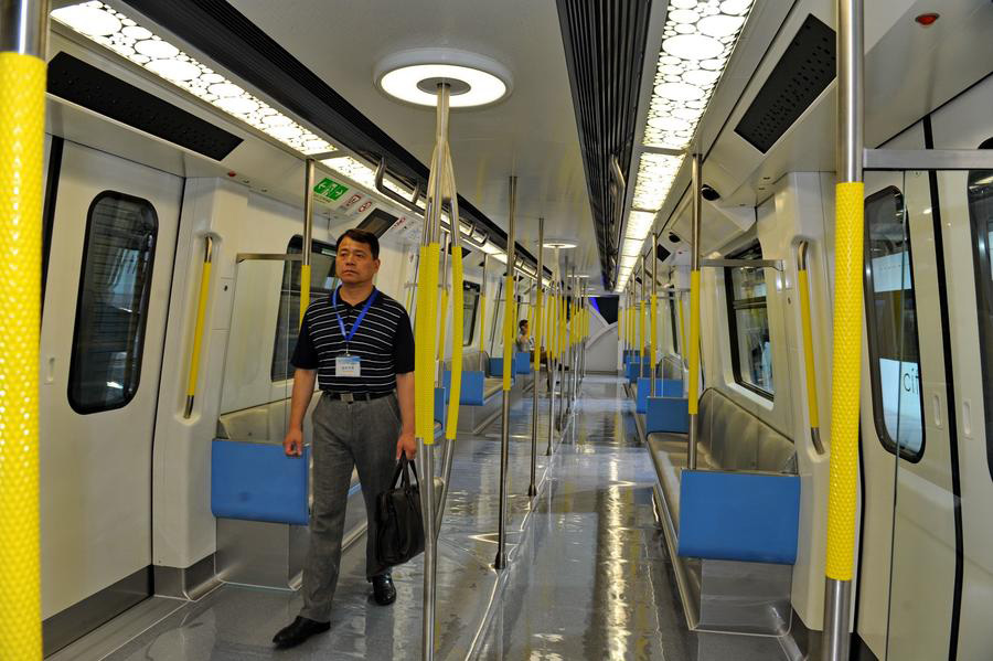 China's first driverless subway train on exhibition