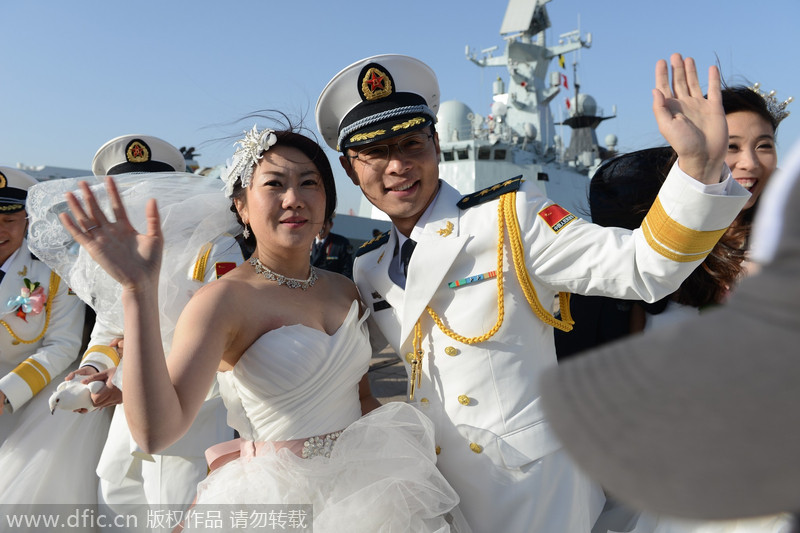 Group wedding before setting sail