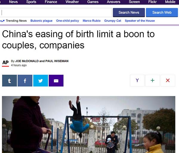 World media reacts to China's decision to end one-child policy