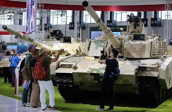 Battle tank for export on display at air show