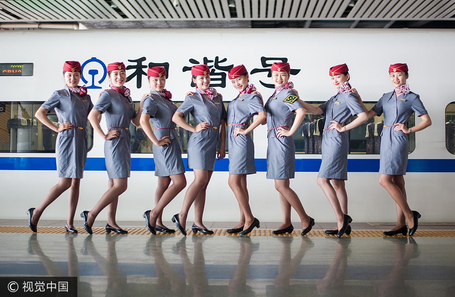 New train attendant uniforms trialed in Nanning