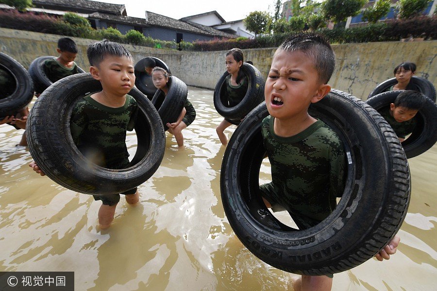 Kicking and sailing: Children learn new skills