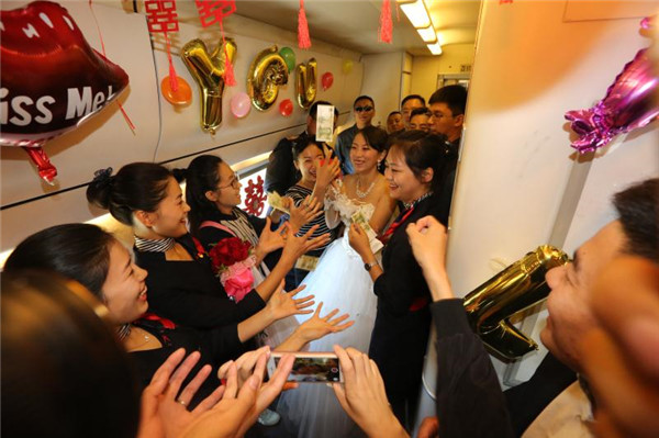 Fairy-tale ride: Couple takes train to wedding