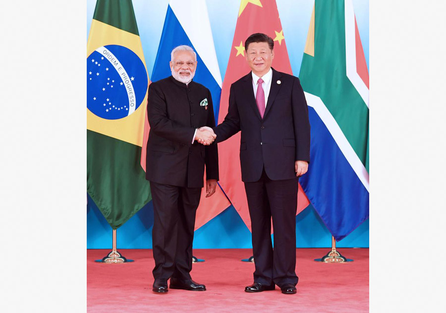 Leaders of BRICS countries pose for group photo before summit