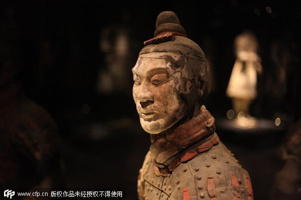 Colored terracotta warriors meet their public