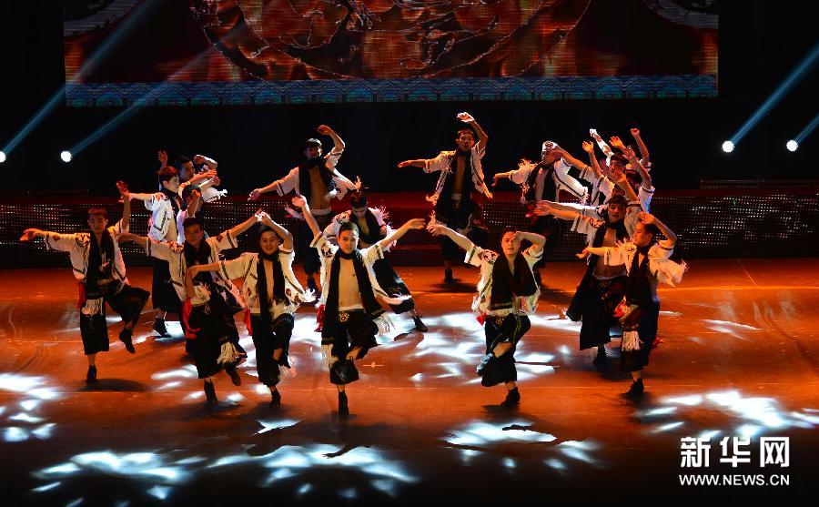 Folk dance of Tujia ethnic group on stage in Hubei