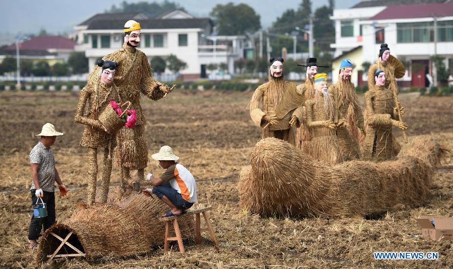 In pics: straw installations created by local villagers