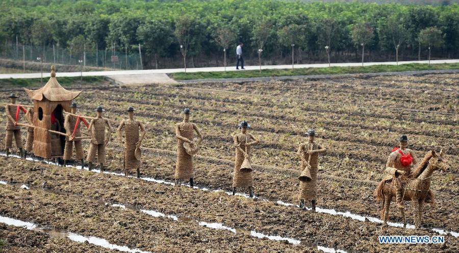 In pics: straw installations created by local villagers