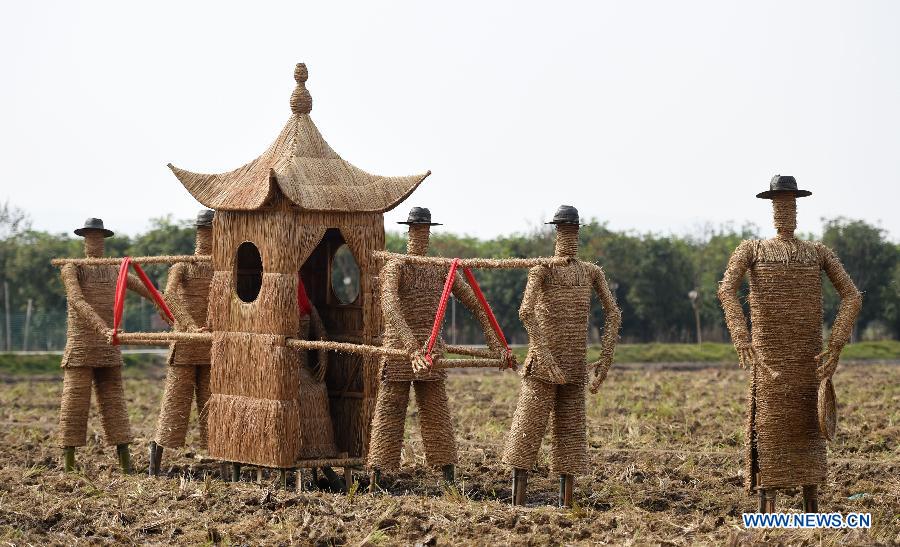 In pics: straw installations created by local villagers