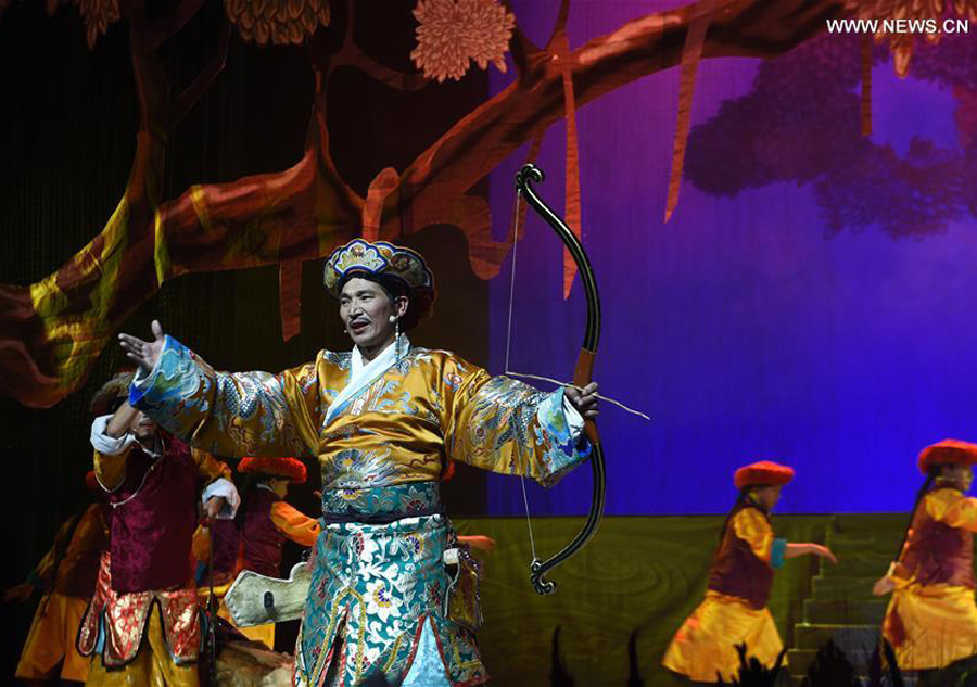 Actors perform traditional Tibetan Opera 'Zhowa Sangmu' in Lhasa