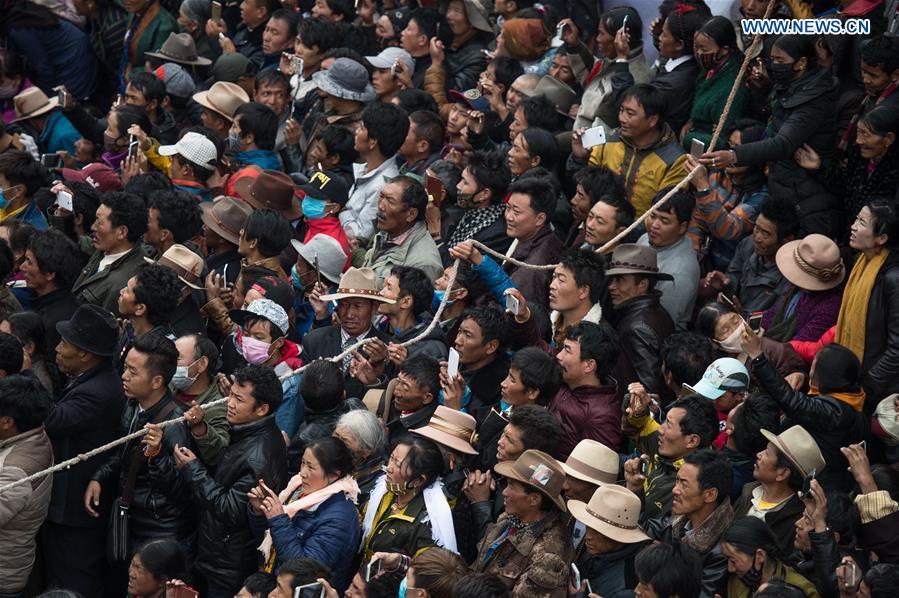 Buddhism followers attend religious service in Tibet