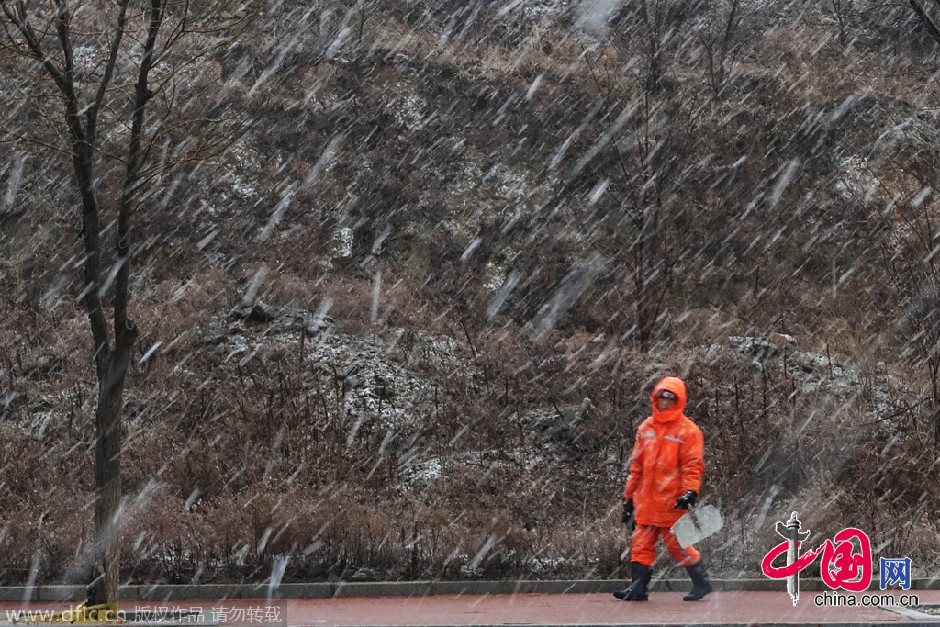 遼寧省大連市發(fā)布暴雪橙色預(yù)警 漫天飛雪機(jī)車被困