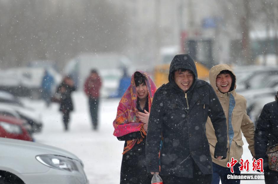 遼寧出現雨雪寒潮大風天氣 市民“武裝”出行