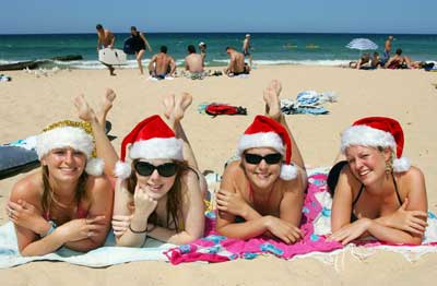 Celebrating Christmas Day at beach