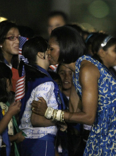 Michelle Obama arrives at Benito Juarez International Airport in Mexico City