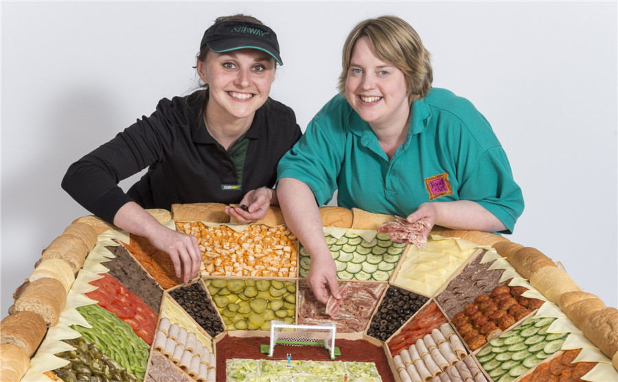 Mouthwatering 'football stadium' built from sandwiches