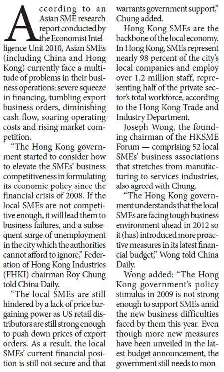 Govts support SMEs against likely economic downturn