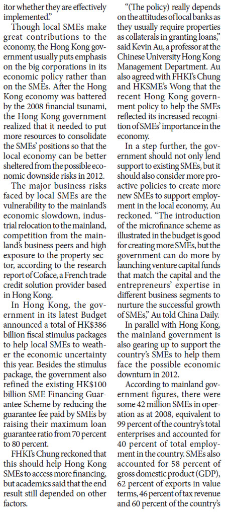 Govts support SMEs against likely economic downturn