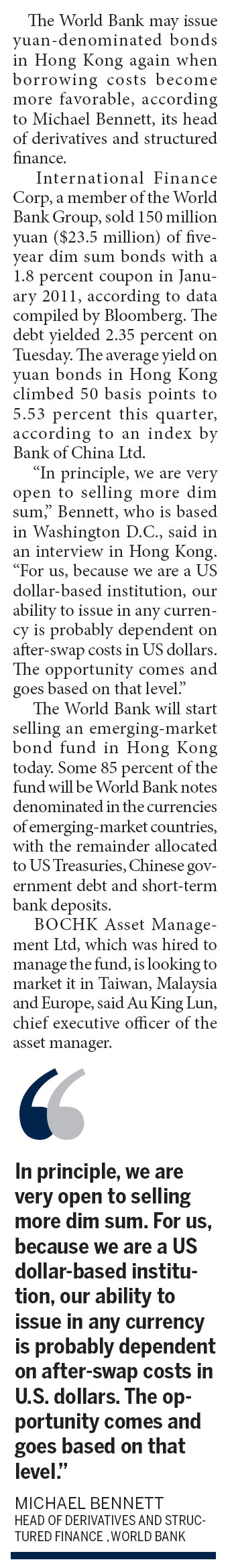 WB 'very open' to more yuan bond sales