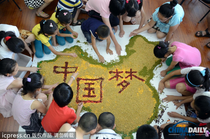 北京小學生五谷雜糧拼出“中國夢”