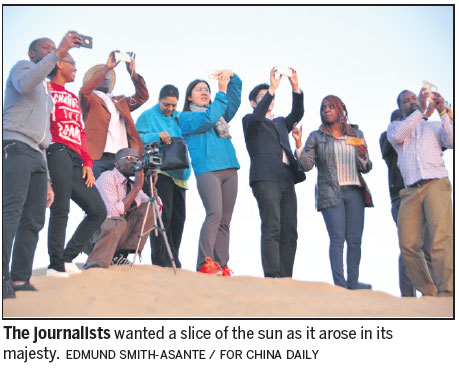 Catching a sunrise in the Kubuqi dunes