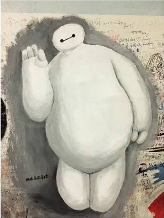 Fictional hero Baymax painting in XMU