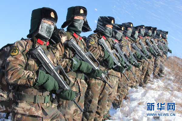 North China armed police in tactical manoeuvre