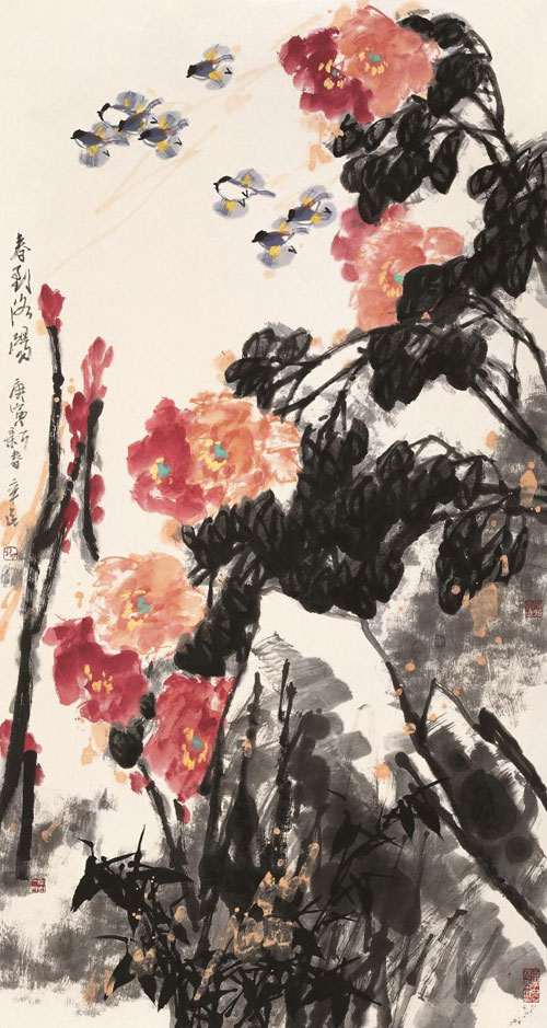 Qi Xinmin bird and flower paintings on display in Shandong