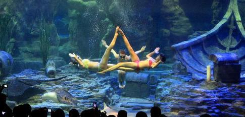 Russian swimmers perform underwater ballet in Wuhan