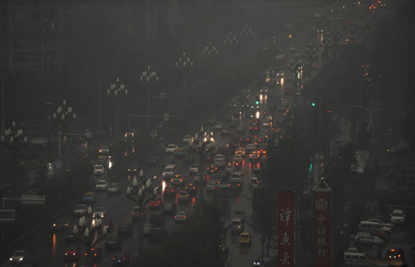 Chengdu goes dark in the day