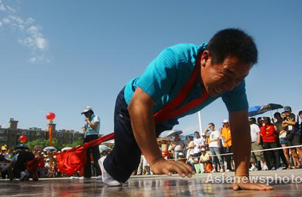 Elephant tug of war at ethnic games