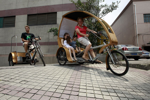 Bamboo electric tricycle helps keep Shanghai green