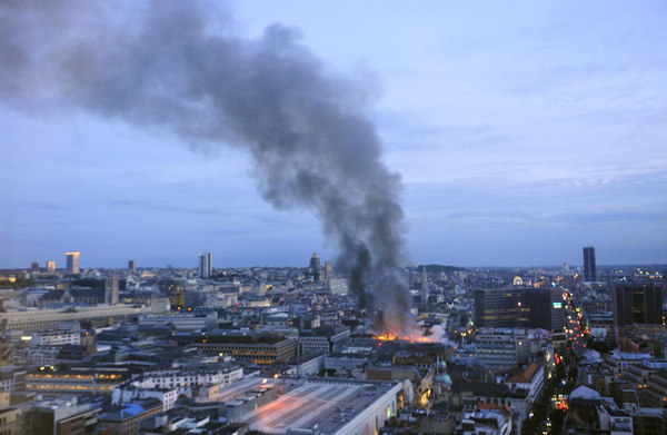 Fire breaks out in downtown Brussels