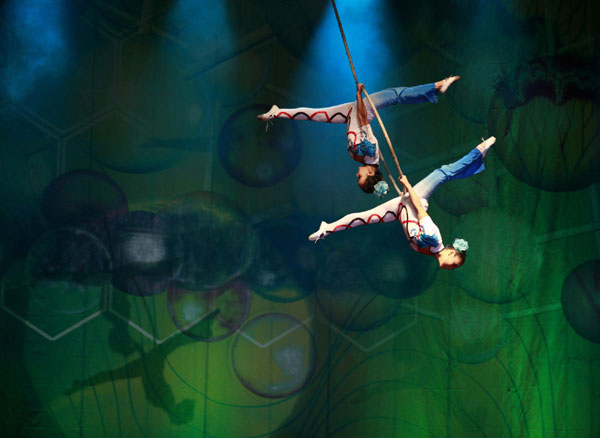 Acrobats perform in Bogota