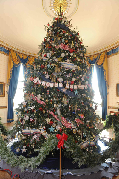 White House in holiday decorations