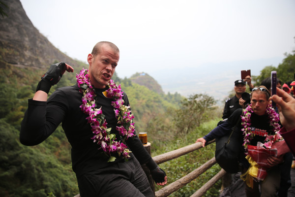 American batman soars through Chinese mountain