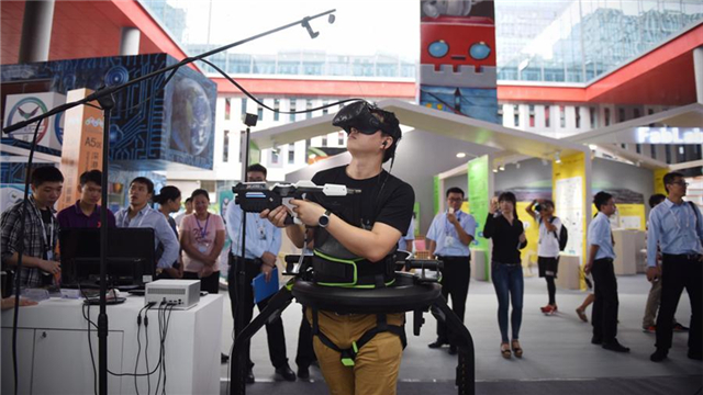 A man controlling VR device.