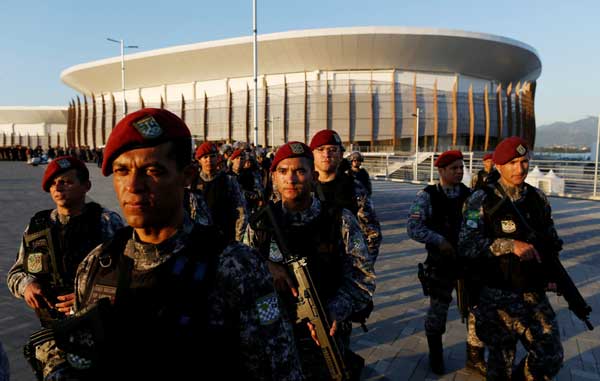 Brazil's top security force protest in Rio before the Olympics