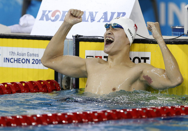 Sun Yang wins men's 400 free in Asian Games