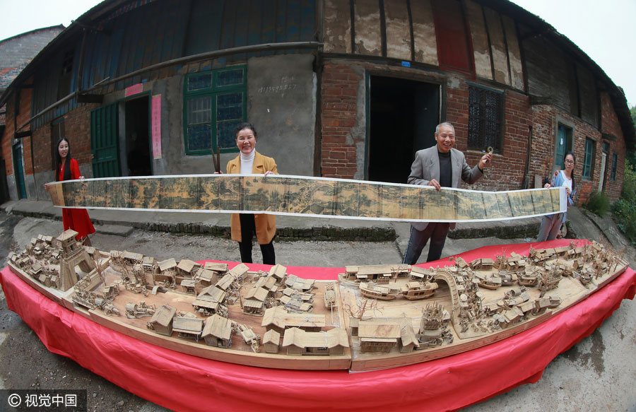 Chinese retiree creates wooden 3D version of ancient painting