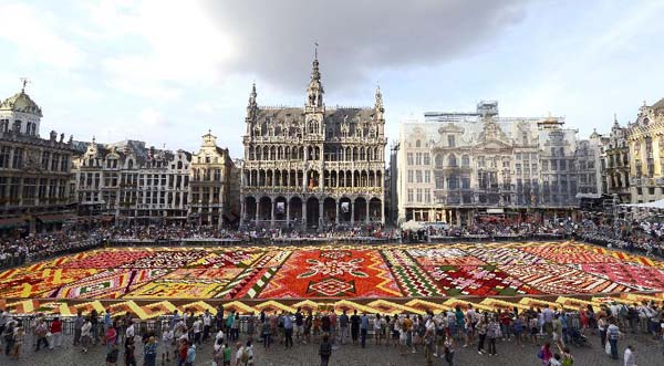 Flower carpet displayed at the Grand Place in Brussels, Belgium