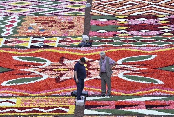 Flower carpet displayed at the Grand Place in Brussels, Belgium