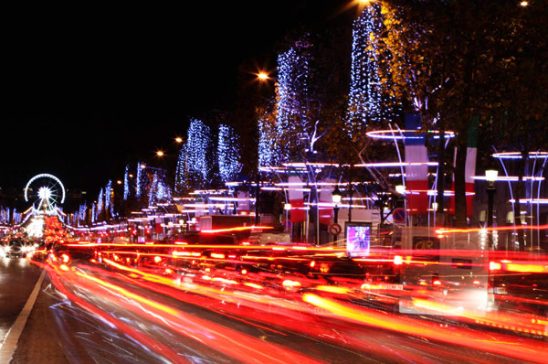 Christmas lights sparkle in Paris